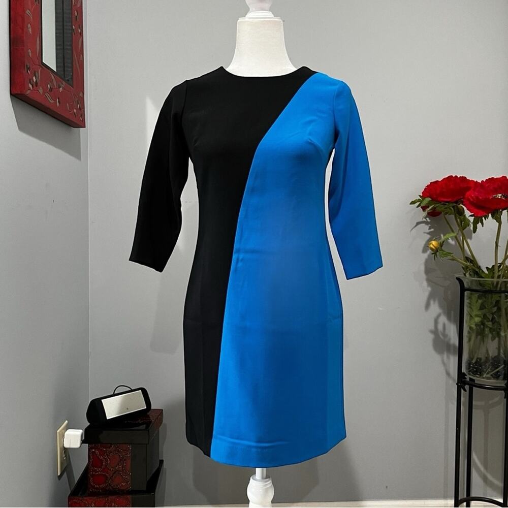 NEW Ann Taylor Career Classic Colorblock Scoop 3/4 Sleeve Sheath Dress 0P NWT